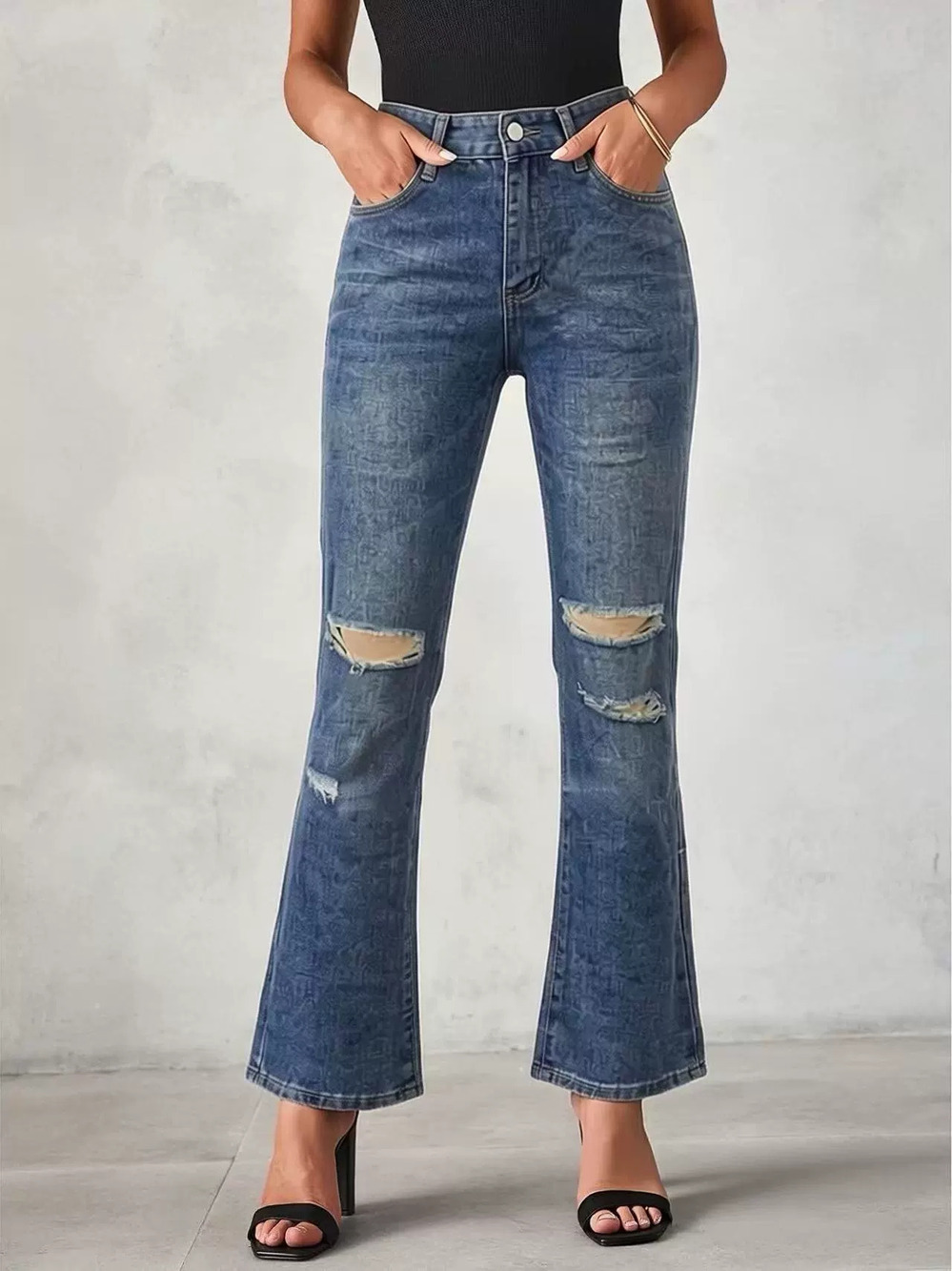 ZARA Factory Direct High Waist Ripped Skinny Fashion Women Jeans